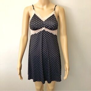 La Vie En Rose Sexy Romantic Pink Lace Polka Dot Camisole Slip Lingerie Dress